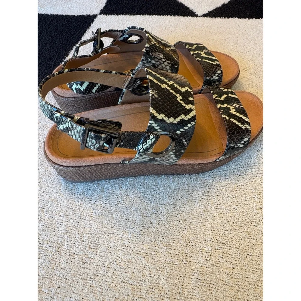 Vionic Louise Raf Boa Snakeskin Print Platform Sandals Womens 7 10011581